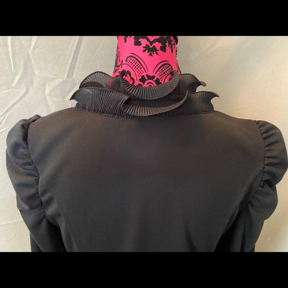 Jacket Black Ruffles Pleated Shear Bottom Dress Coat - Picture 3 of 13